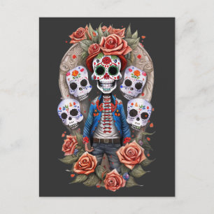 Carte Postale Sugar Skull Art - Homme debout en Arch