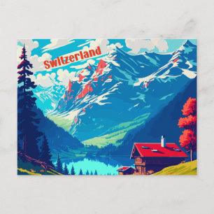 Carte Postale Suisse Rétro Chalet Alpin Voyage