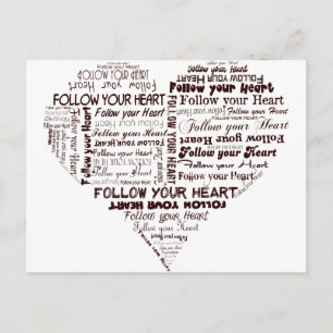 Carte Postale Suivez votre coeur noir et blanc