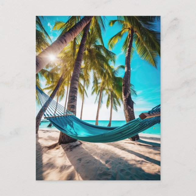 Carte Postale Summer Beach Hammock Ocean Vacation Palm Trees (Devant)