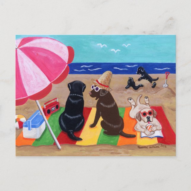 Carte Postale Summer Breeze Labradors Peinture (Devant)