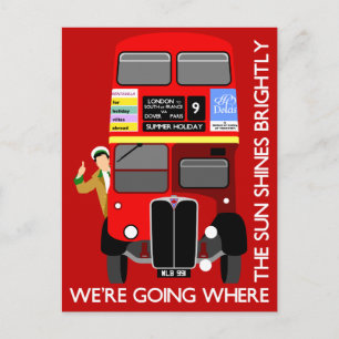 Carte Postale Summer Holiday London Red Double Decker Movie Bus