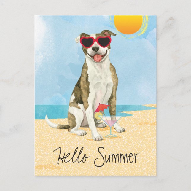 Carte postale Summer Pit Bull Terrier (Devant)
