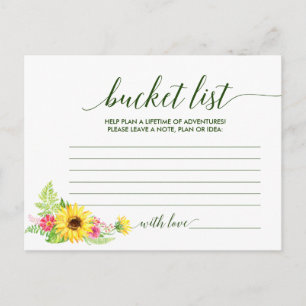Carte Postale Summer Sunflower Bucket List Cards