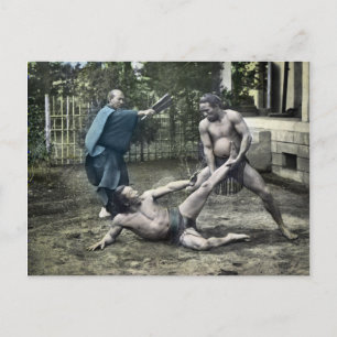 Carte Postale Sumo japonais vintage 相 traditionnel 撲