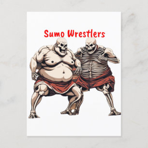 Carte Postale Sumo Lutteurs de squelette en action