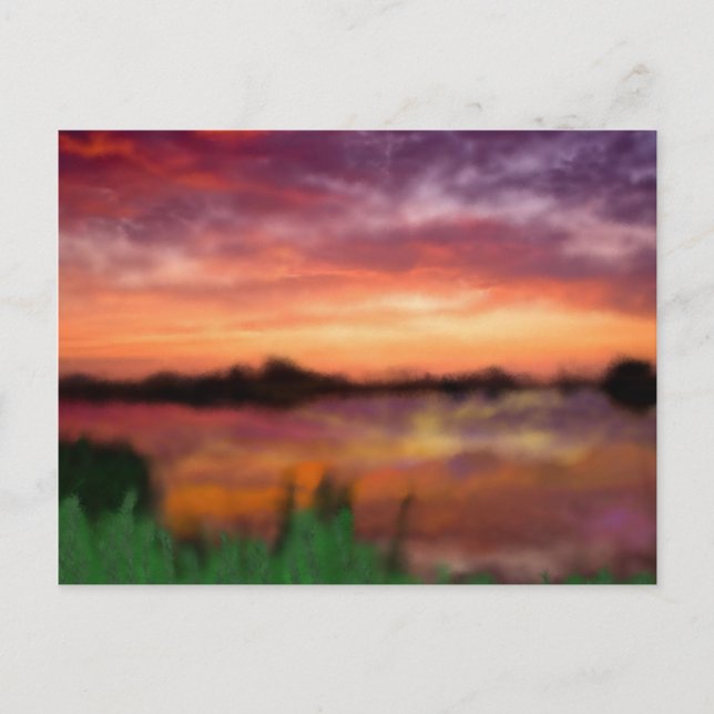 Carte Postale Sun Setting Over the Pond, (Devant)