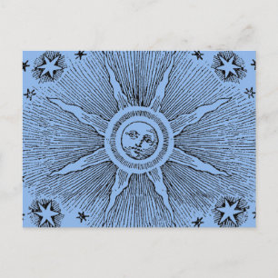 Carte Postale Sun Stars Antique Nuit Ciel Médiéval Zodiac
