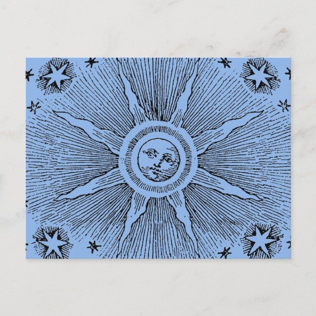 Carte Postale Sun Stars Antique Nuit Ciel Médiéval Zodiac (Devant)