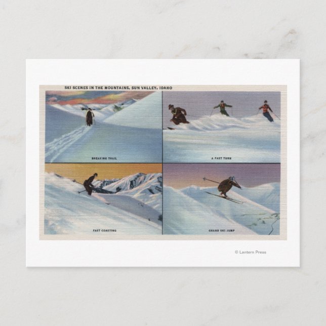 Carte Postale Sun Valley, ID - Ski (Devant)