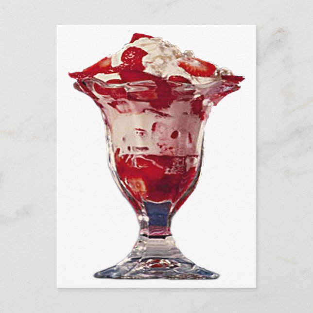 Carte Postale Sundae aux fraises (Devant)