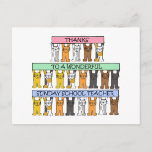 Carte Postale Sunday School Teacher Thank You Cartoon Cats