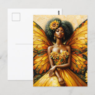 Carte Postale Sunflower African American Fairy Art