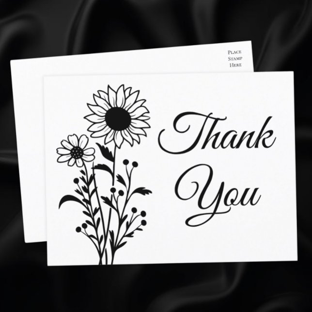 Carte Postale Sunflower Country Floral Mariage Merci (Créateur téléchargé)