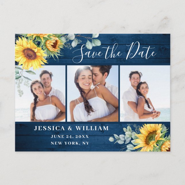Carte Postale Sunflower Eucalyptus 3 PHOTO Mariage Enregistrer l (Devant)