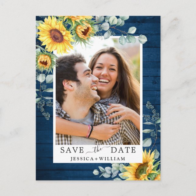 Carte Postale Sunflower Eucalyptus PHOTO Mariage Enregistrer la  (Devant)