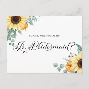 Carte Postale Sunflowers Citrouilles Be My Junior Bridesmaid Car