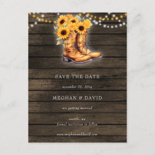 Carte Postale Sunflowers Cowboy Bottes Grange Bois Enregistrer L