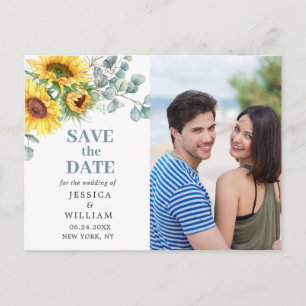 Carte Postale Sunflowers Eucalyptus photo mariage Enregistrer la