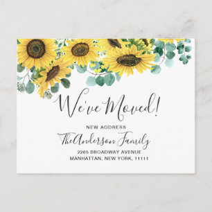 Carte Postale Sunflowers Eucalyptus Rustic Moving Faire-part