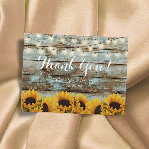 Carte Postale Sunflowers String Lights Vintage Mariage Merci