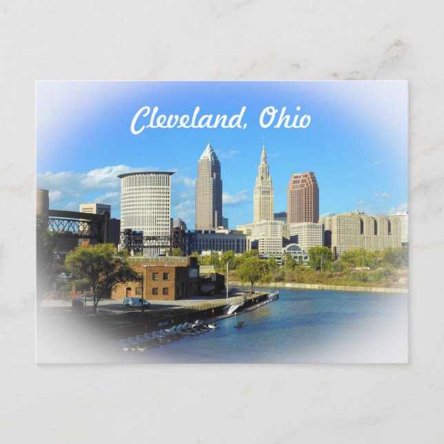 Carte Postale Sunny Cleveland River Skyline (Devant)