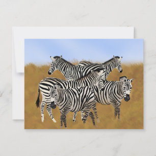 Carte Postale Sunny Serengeti Zebra   Safari pour la faune afric