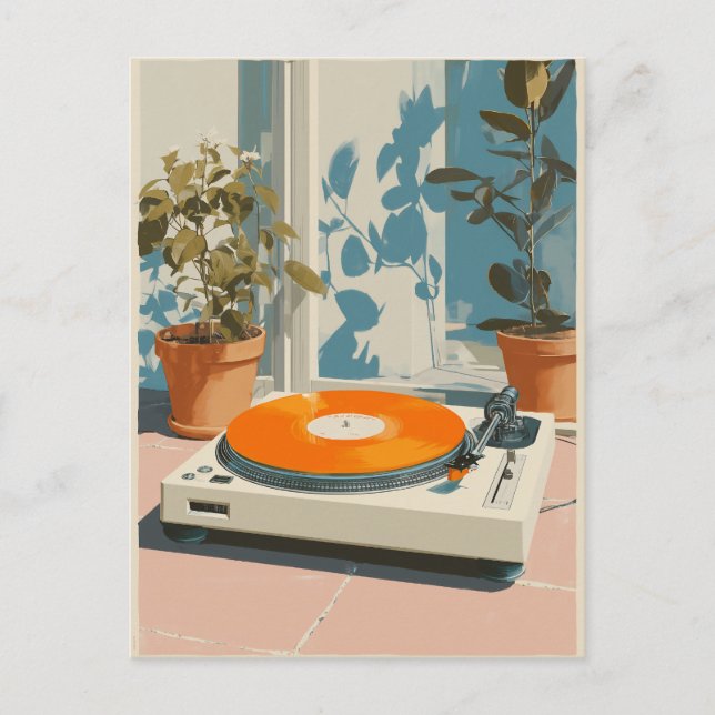 Carte Postale Sunny Turntable with Orange Vinyl (Devant)
