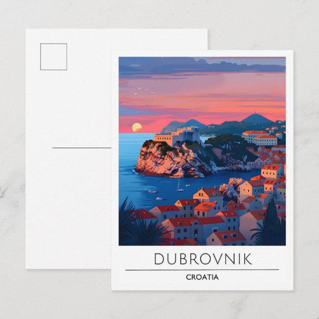 Carte Postale Sunrise Dubrovnik Croatie Voyage (Devant / Derrière)