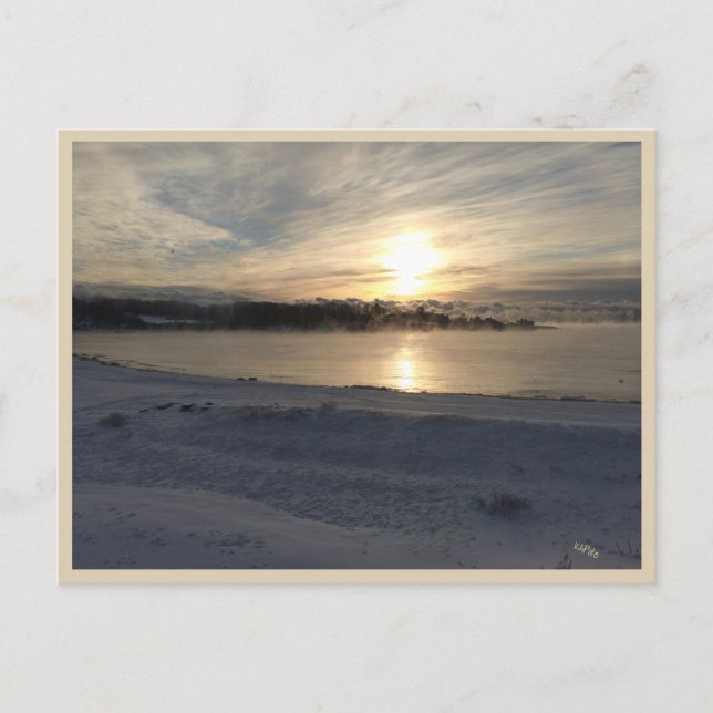 Carte Postale Sunrise Winter Beach Fog Scene, Maine (Devant)
