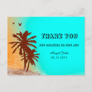 Carte Postale Sunset beach mariage merci notes plage2