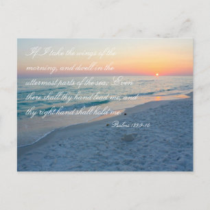 Carte Postale Sunset Beach Scripture Psaumes 139:9-10 Inspiratio