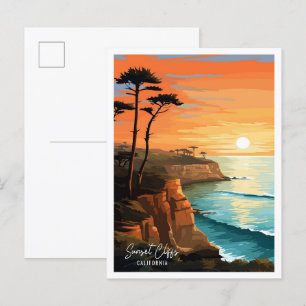 Carte Postale Sunset Cliffs Californie Illustration de voyage