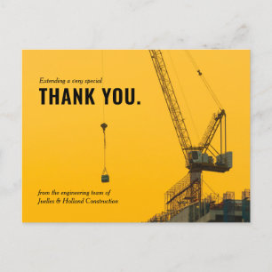 Carte Postale Sunset Crane Construction   Remerciement minimalis
