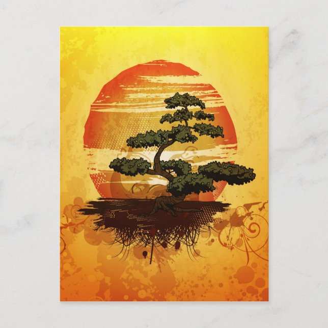 Carte Postale Sunset de Bonsai Tree (Devant)