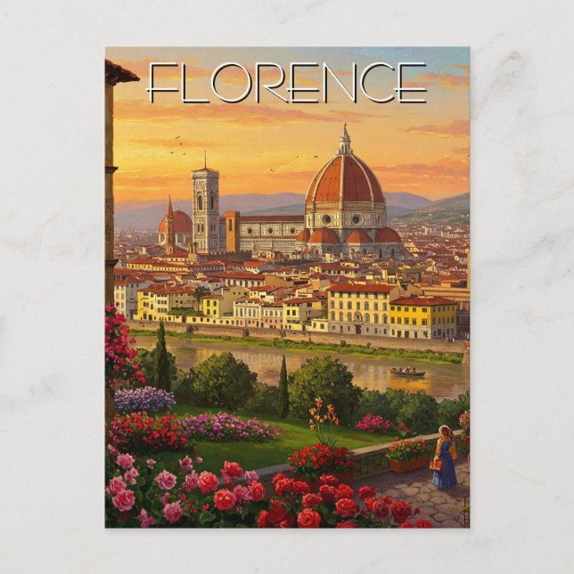 Carte Postale Sunset Florence Italie Skyline (Devant)