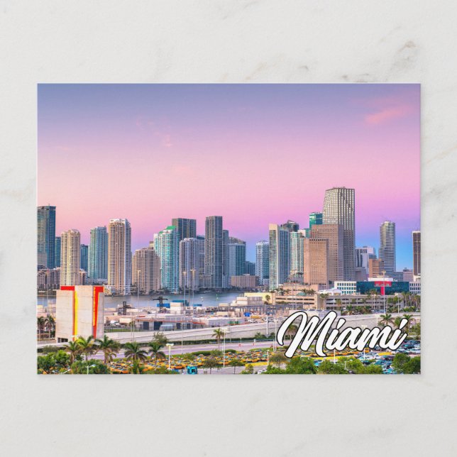 Carte Postale Sunset Over Miami, Floride, États-Unis (Devant)