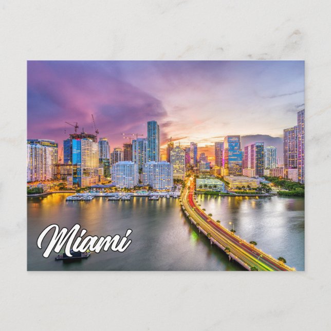 Carte Postale Sunset Over Miami, Floride, États-Unis (Devant)