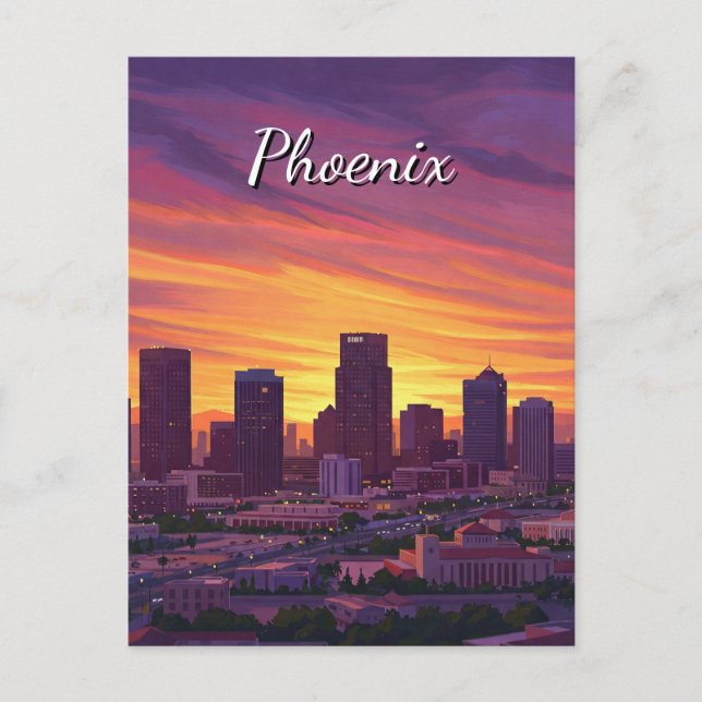 Carte Postale Sunset Phoenix Skyline Arizona Travel (Devant)