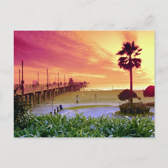 Carte Postale Sunset, quai Huntington Beach, Californie, États-U (Devant)