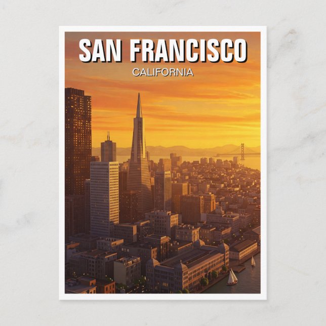 Carte Postale Sunset San Francisco Skyline California Travel (Devant)