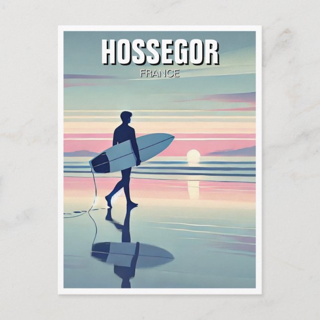 Carte Postale Sunset Surfer moderne Hossegor France (Devant)