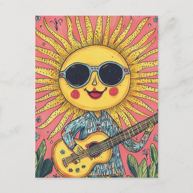 Carte Postale Sunshine Jouer de la guitare (Devant)