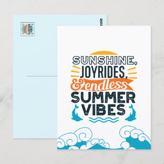 Carte Postale Sunshine & Joyrides - Citation De Vibes D'Été Sans
