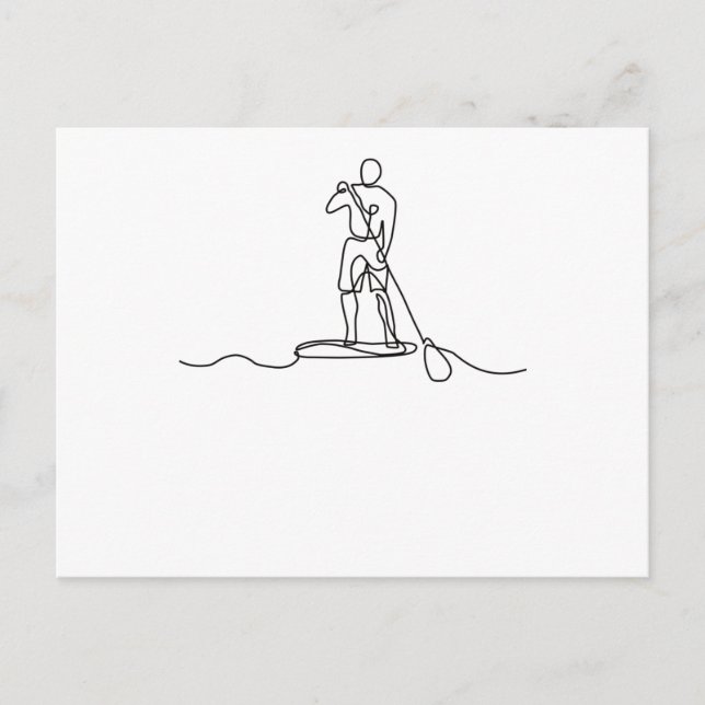 Carte Postale SUP Stand Up Paddel One Line Art (Devant)