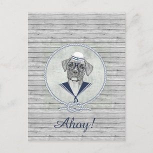 Carte Postale Super adorable adorable voilier ahoy boxer chien