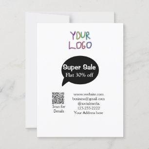 Carte Postale super affaire entreprise remise scannez le code QR