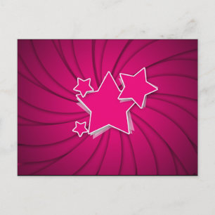 Carte Postale Super Hot Rose Stars et Swirl Arrière - plan
