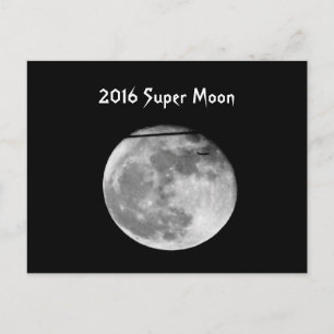 Carte Postale Super Lune avec Passage d'avion/Personnalisable!