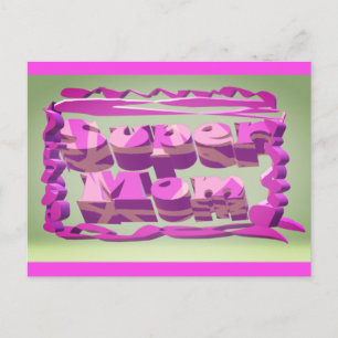 Carte Postale Super Maman design pour la fête des Mères et les a